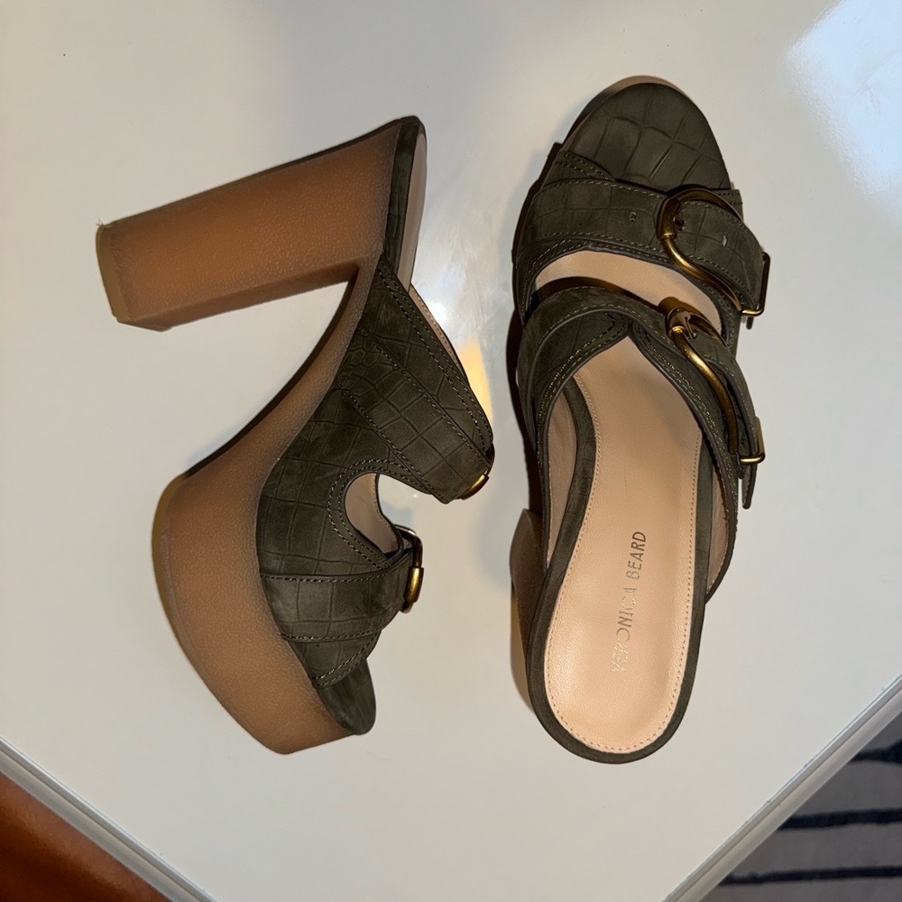 *PRACTICALLY BRAND NEW* Veronica Beard Olive Double Buckle Mules [SIZE 9] - Picture 7 of 9